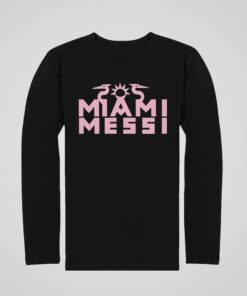 Tričko s dlhým rukávom Messi Miami čierne vzor