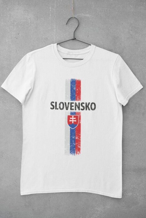 Tricko Slovensko s vlajkou biele