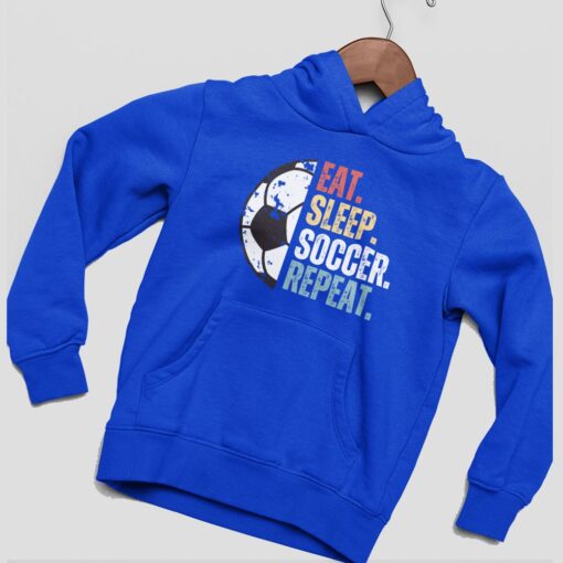 mikina eat sleep soccer repeat modra