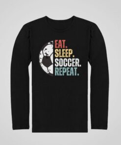 Tricko Eat Sleep Soccer Repeat cierne