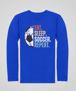 Tricko Eat Sleep Soccer Repeat modre